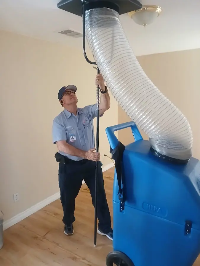 Mini Split Installation technician using HEPA equipment in Texas